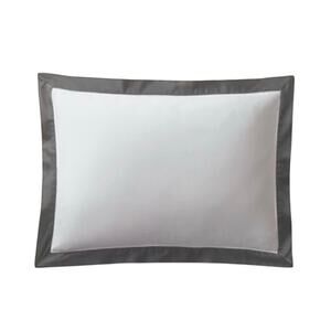 Ralph Lauren Sateen Graphite Border King Pillow Sham Organic Cotton
